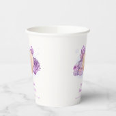 Paarse Retro Pearl Seashell Baby shower Papieren Bekers (Links)