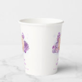 Paarse Retro Pearl Seashell Baby shower Papieren Bekers (Rechts)