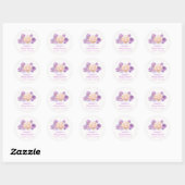 Paarse Retro Pearl Seashell Baby shower Ronde Sticker (Vel)