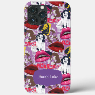 Paarse Retro Pinup Collage Hoesje-Mate iPhone Case