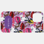 Paarse Retro Pinup Collage Hoesje-Mate iPhone Case (Achterkant (horizontaal))