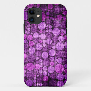 Paarse Retro Polka Dots Grunge iPhone 11 Hoesje