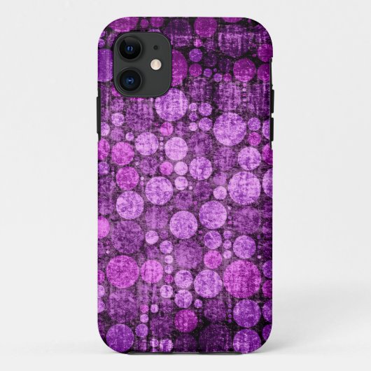 Paarse Retro Polka Dots | Grunge Case-Mate iPhone Case (Achterkant)