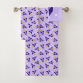 Paarse retro Rocket Bath-handdoekset Bad Handdoek (Insitu)