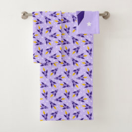 Paarse retro Rocket Bath-handdoekset Bad Handdoek