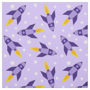 Paarse retro Rocket Fabric Stof
