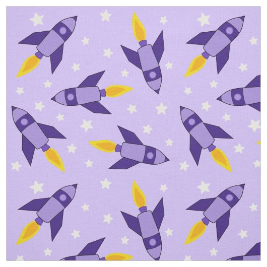 Paarse retro Rocket Fabric Stof (Swatch)