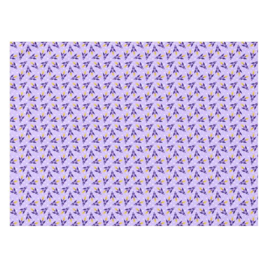 Paarse Retro Rocket tafelkleed (Voorkant (Horizontaal))