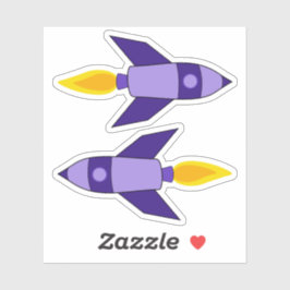 Paarse Retro Rocket Vinyl Stickers
