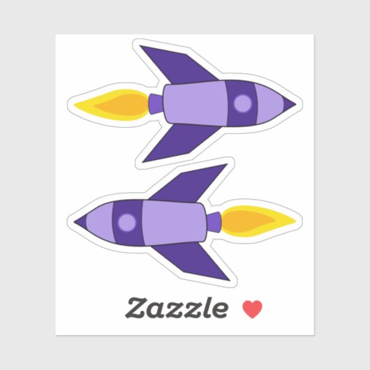 Paarse Retro Rocket Vinyl Stickers (Vel)