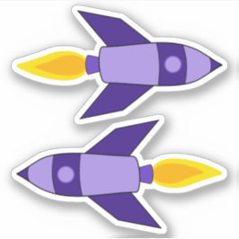 Paarse Retro Rocket Vinyl Stickers