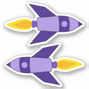 Paarse Retro Rocket Vinyl Stickers