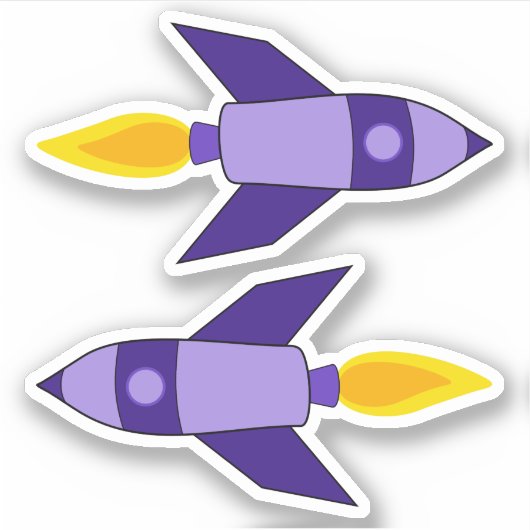 Paarse Retro Rocket Vinyl Stickers (Voorkant)
