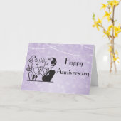 Paarse Retro schittert het Roosteren van het Paar Kaart (Gele Bloem)