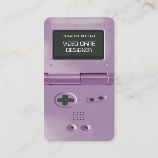 Paarse Retro Stijl Gameconsole Gameontwerper Visitekaartje (Voorkant)