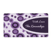 Paarse Retro Stippen Cadeau Labels Gepersonaliseer (Voorkant)