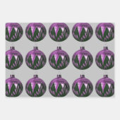 Paarse Retro Style Christmas Art Wrapping Paper (Voorkant 2)