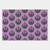Paarse Retro Style Christmas Art Wrapping Paper (Voorkant)