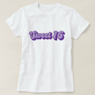Paarse Retro Sweet 16 T-shirt