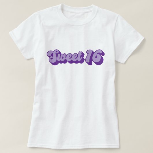 Paarse Retro Sweet 16 T-shirt (Design voorkant)