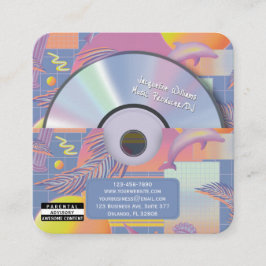 Paarse Retro Vaporwave Muziek Producent CD DJ  Vierkante Visitekaartje