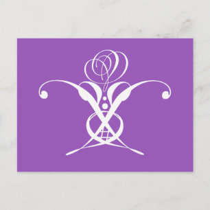 Paarse Retro Wit Bloeiend Roos Briefkaart