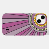 Paarse Retro zonnestralen Custom monogram letter Case-Mate iPhone Case (Achterkant (horizontaal))
