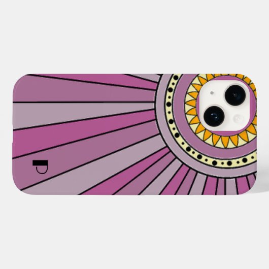 Paarse Retro zonnestralen Custom monogram letter Case-Mate iPhone Case (Achterkant (horizontaal))