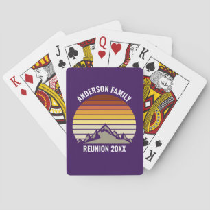 Paarse Retro Zonsondergang Berg Persoonlijk Pokerkaarten