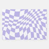 Paarse retrorgeometrische stripes harten vierkantj inpakpapier vel (Voorkant 3)