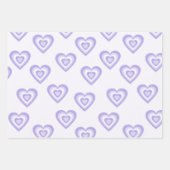 Paarse retrorgeometrische stripes harten vierkantj inpakpapier vel (Voorkant 2)