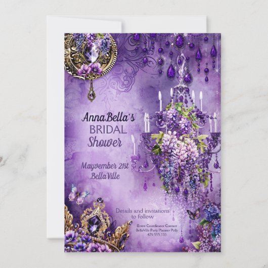 Paarse Reverie Carriage Save The Date beroemd gema Kaart (Achterkant)