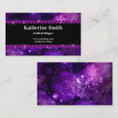 Paarse Rhinestone Hemelse Waterverf Visitekaartje (Voorkant / Achterkant)