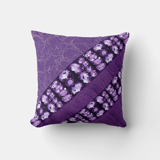 Paarse Rhinestone- & Veathermaturstang Kussen (Voorkant)