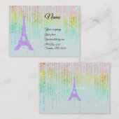 Paarse Rhinestones Eiffeltoren Bright Visitekaartje (Voorkant / Achterkant)