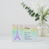 Paarse Rhinestones Eiffeltoren Bright Visitekaartje (Staand voorkant)