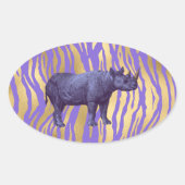 Paarse Rhinoceros — Dierafdrukken Ovale Sticker (Voorkant)