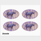 Paarse Rhinoceros — Dierafdrukken Ovale Sticker (Vel)