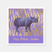 Paarse Rhinoceros Happy Birthday Servet (Voorkant)