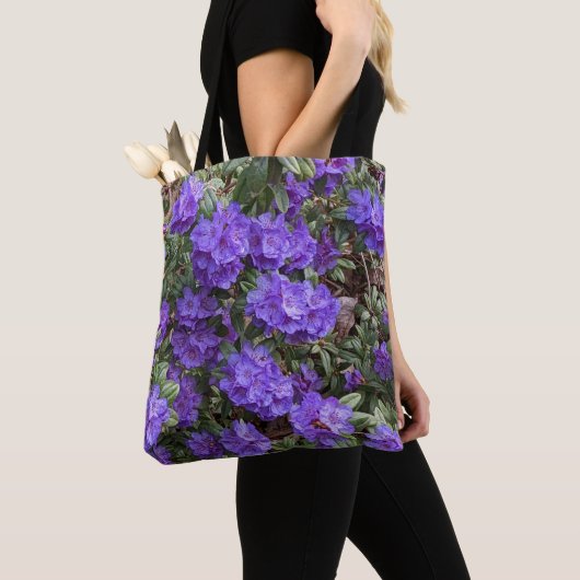 Paarse Rhododendron Blooms Floral Tote Bag (Dichtbij)