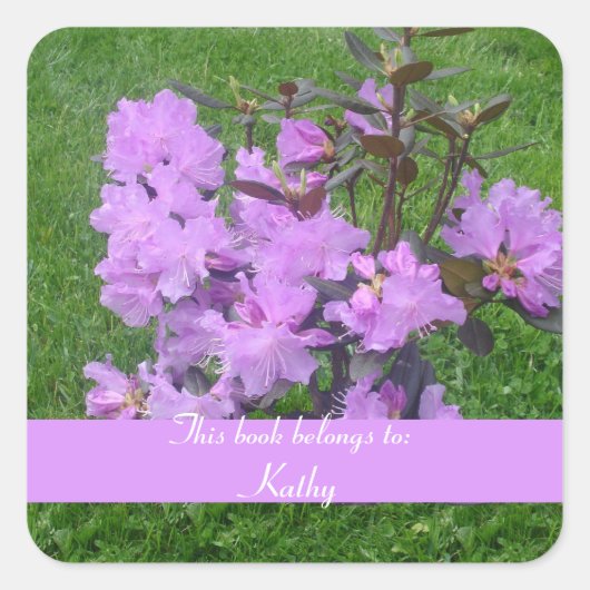 Paarse Rhododendron Bookplate Sticker (Voorkant)