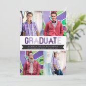 Paarse Ribbon Afstuderen Fotogradatie Partij Kaart (Staand voorkant)