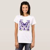 Paarse Ribbon Awareness Alzheimer, Kreeft, Lupus T-shirt (Voorkant volledig)
