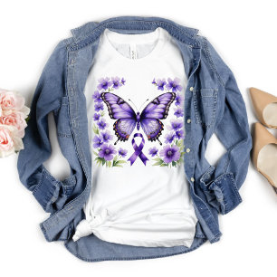 Paarse Ribbon Awareness Alzheimer, Kreeft, Lupus T-shirt