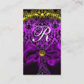 PAARSE RIBBON BLACK GOLD YELLOW DAMASK MONOGRAM VISITEKAARTJE (Achterkant)