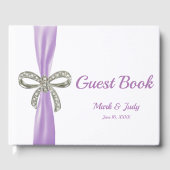 Paarse Ribbon Diamond Bow Bruiloft Gastenboek (Voorkant)