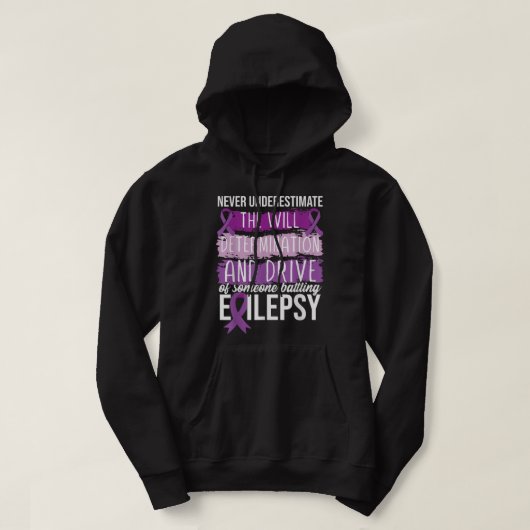 Paarse ribbon Epilepsy Warrior Hoodie (Design voorkant)