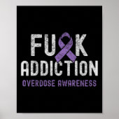 Paarse Ribbon FCK Addiction Overdose Awareness Poster (Voorkant)