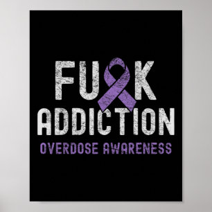 Paarse Ribbon FCK Addiction Overdose Awareness Poster