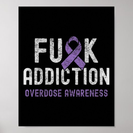 Paarse Ribbon FCK Addiction Overdose Awareness Poster (Voorkant)
